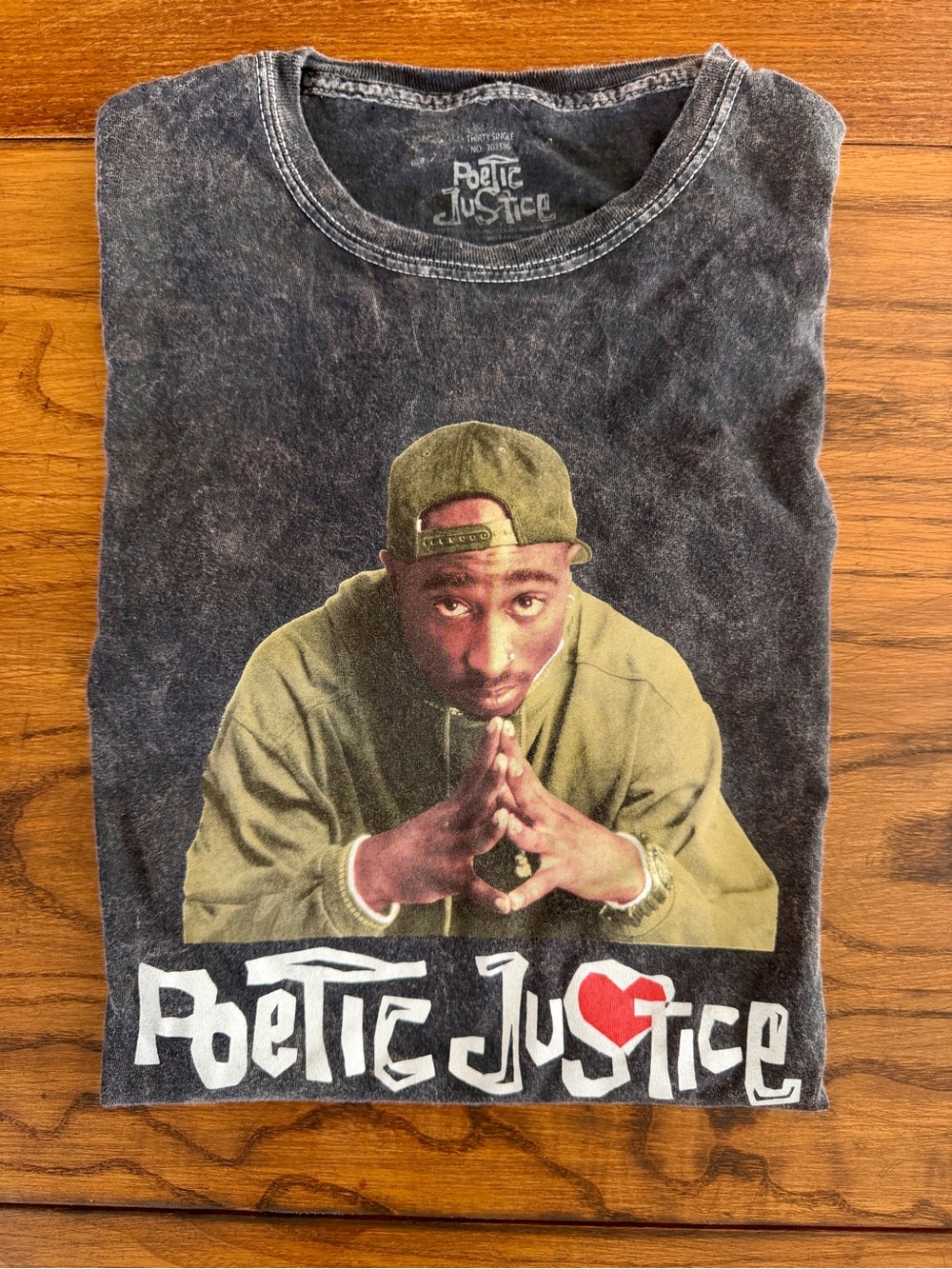 Poetic Justice Black Graphic Tee with Tupac Print
